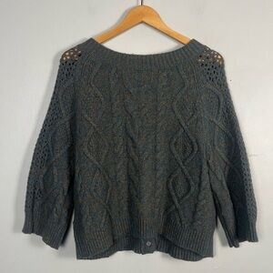 Anthropologie Sweater Womens M Far Away From Close Wool Blend Cardigan Cableknit